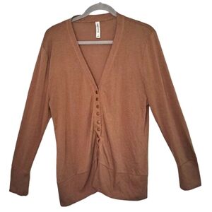 Zenana Outfitters Lightweight Soft Brown Button Up Cardigan Sweater Plus Size 1X